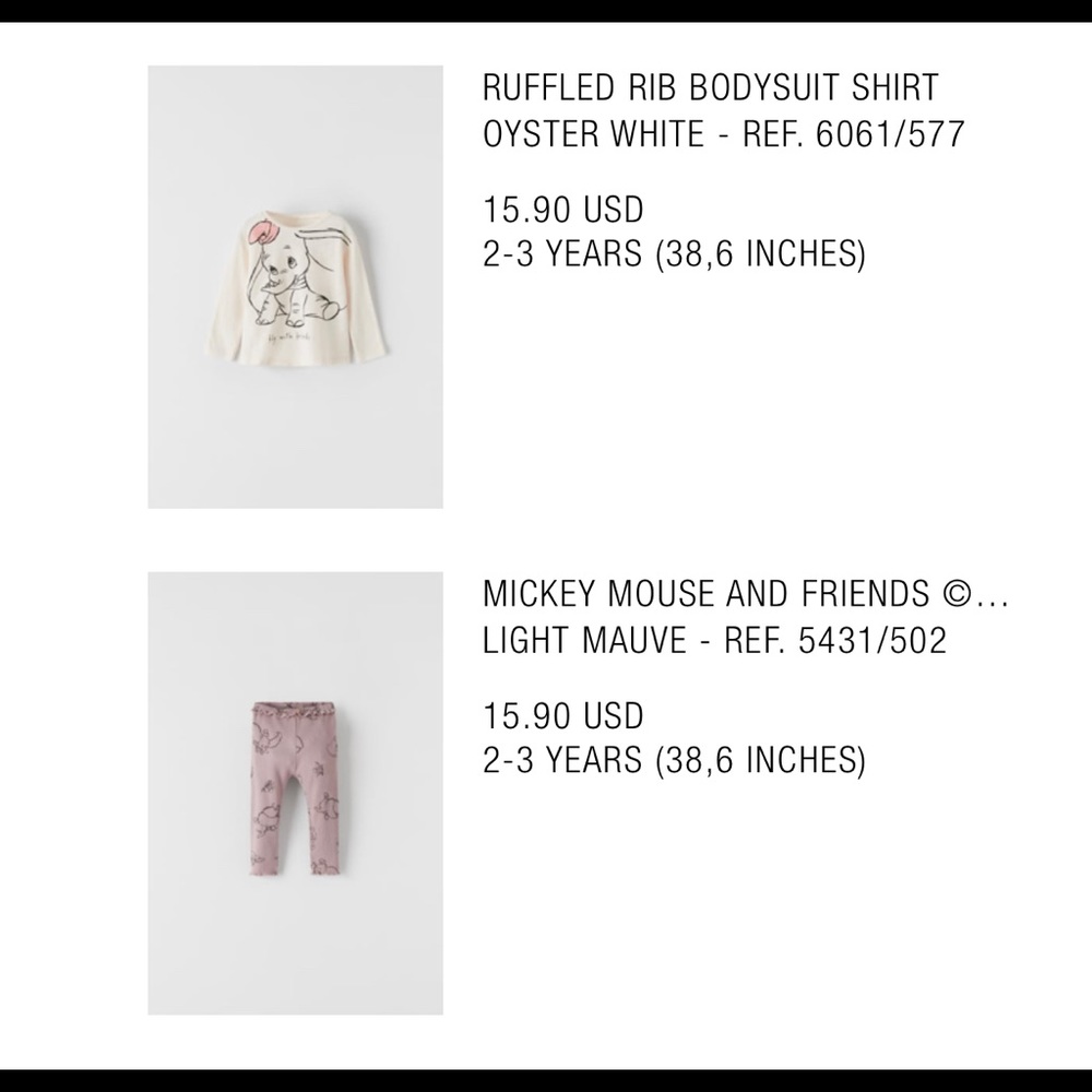 Zara dumbo set
